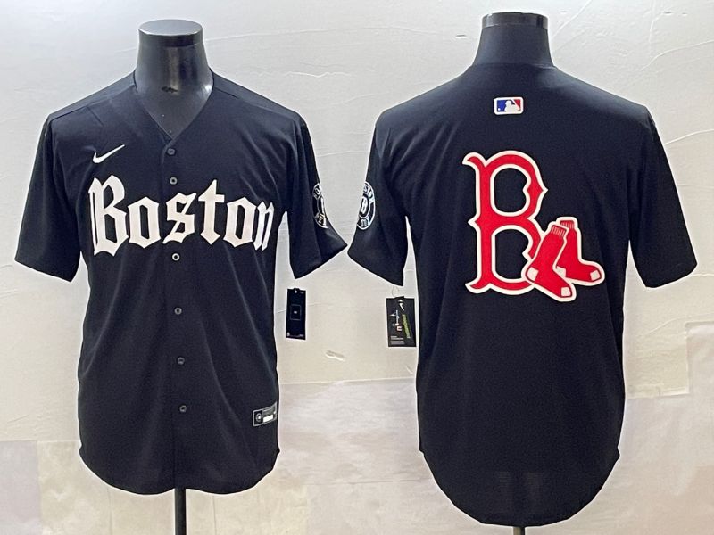 Men 2025 Boston Red Sox Blank Black Five generations Joint Name Nike MLB Jersey style 5